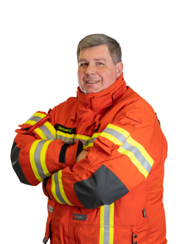 Clemens Deinhard im Schutzanzug