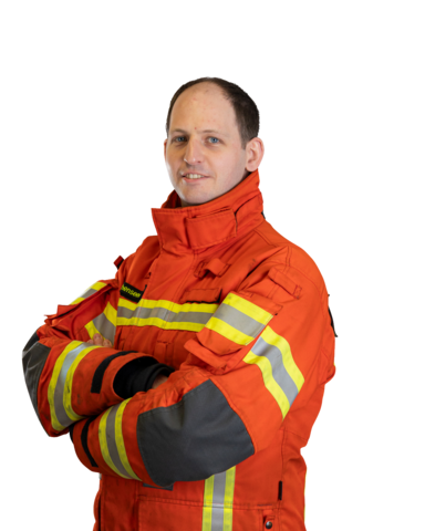 Stefan Eichenseer im Schutzanzug