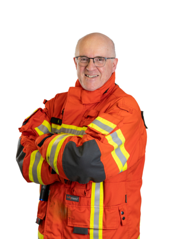 Diakon Herbert Götz im Schutzanzug