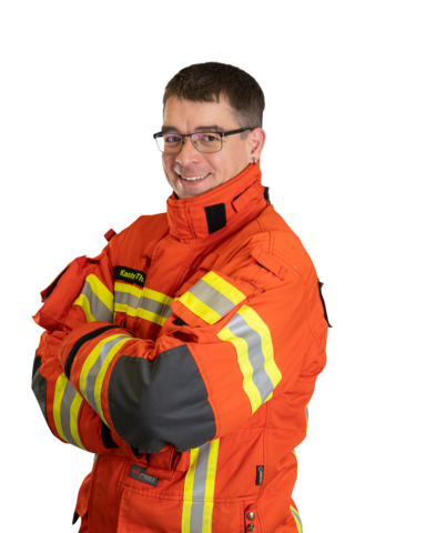 Thomas Kastner im Schutzanzug