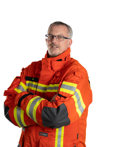 Joachim Klein im Schutzanzug