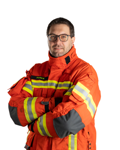 Markus Prechtl im Schutzanzug