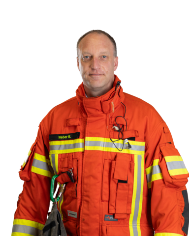 Markus Weber im Schutzanzug