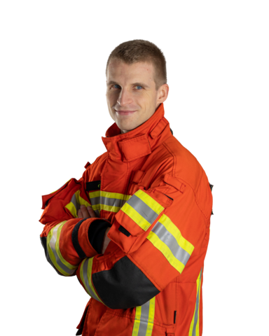 Johannes Weiß im Schutzanzug