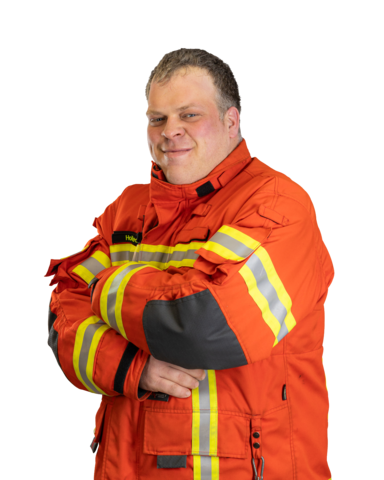 Christian Hollweck im Schutzanzug